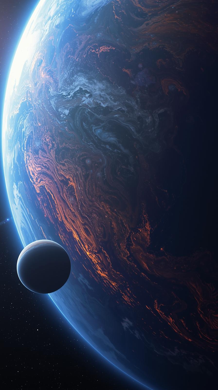 Gas Giant With Swirling Storms