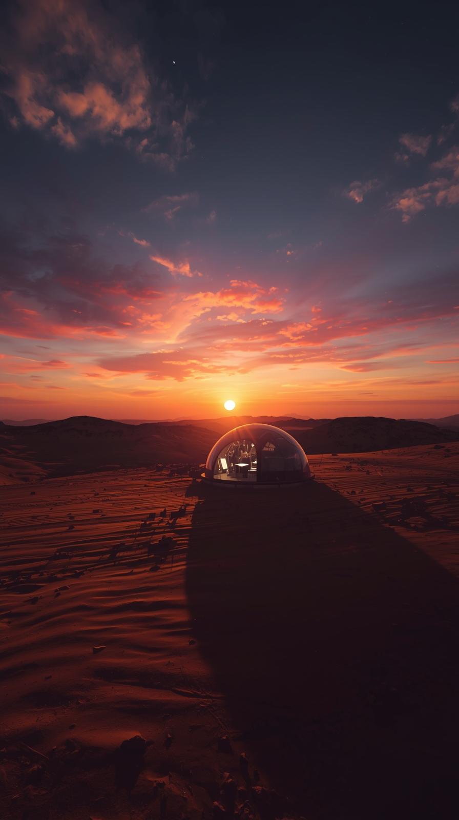 Mars Habitat Dome Sunrise