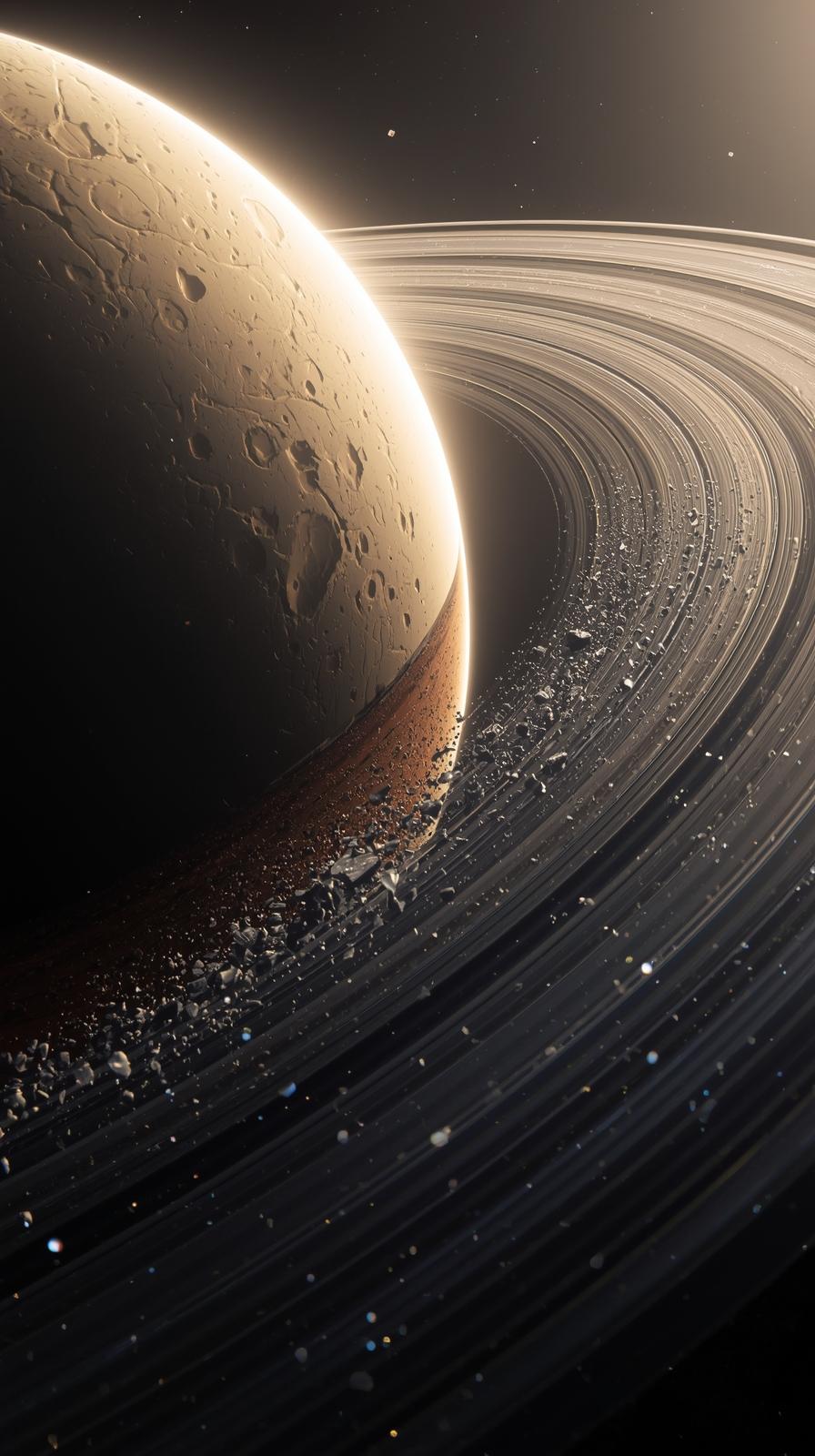 Saturn Rings Detailed Cross Section