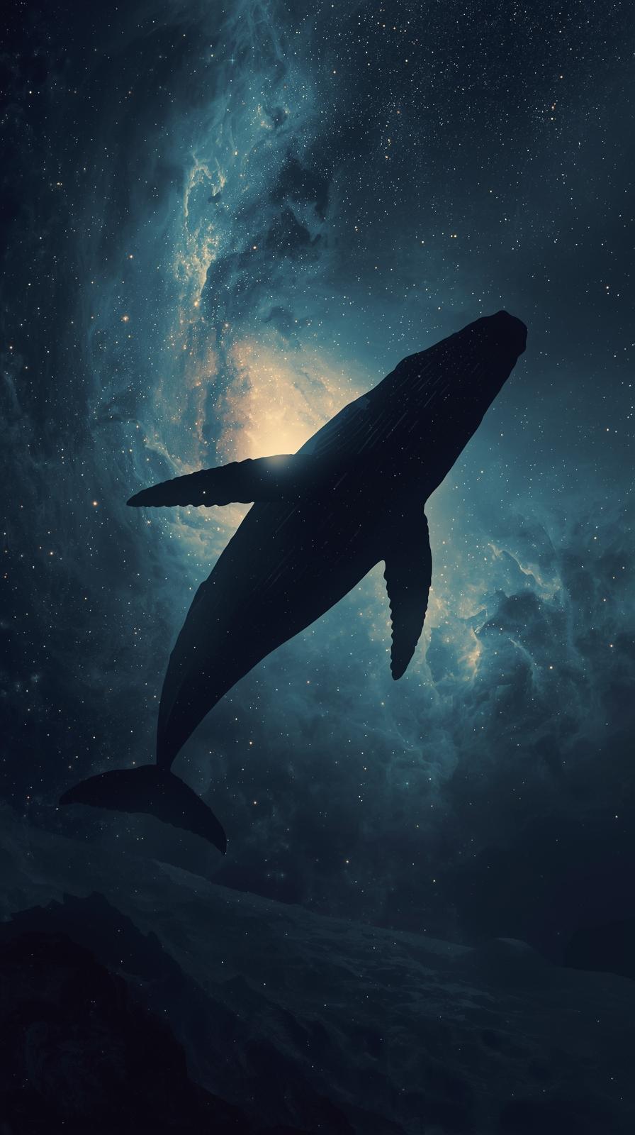 Space Whale Surreal Silhouette