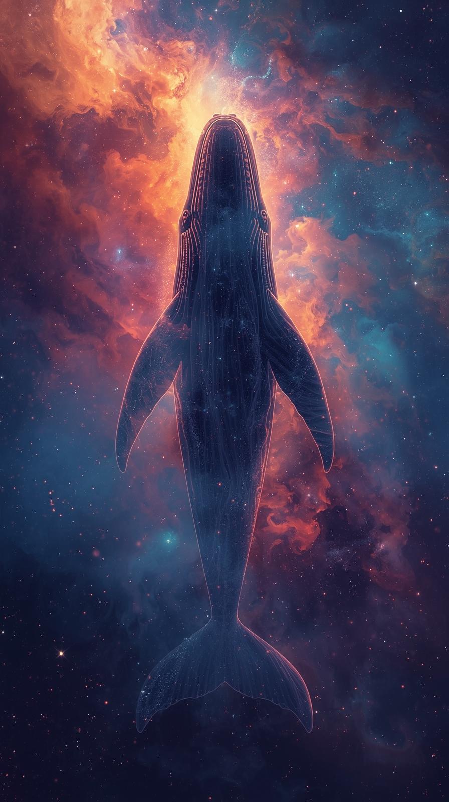 Space Whale Surreal Silhouette