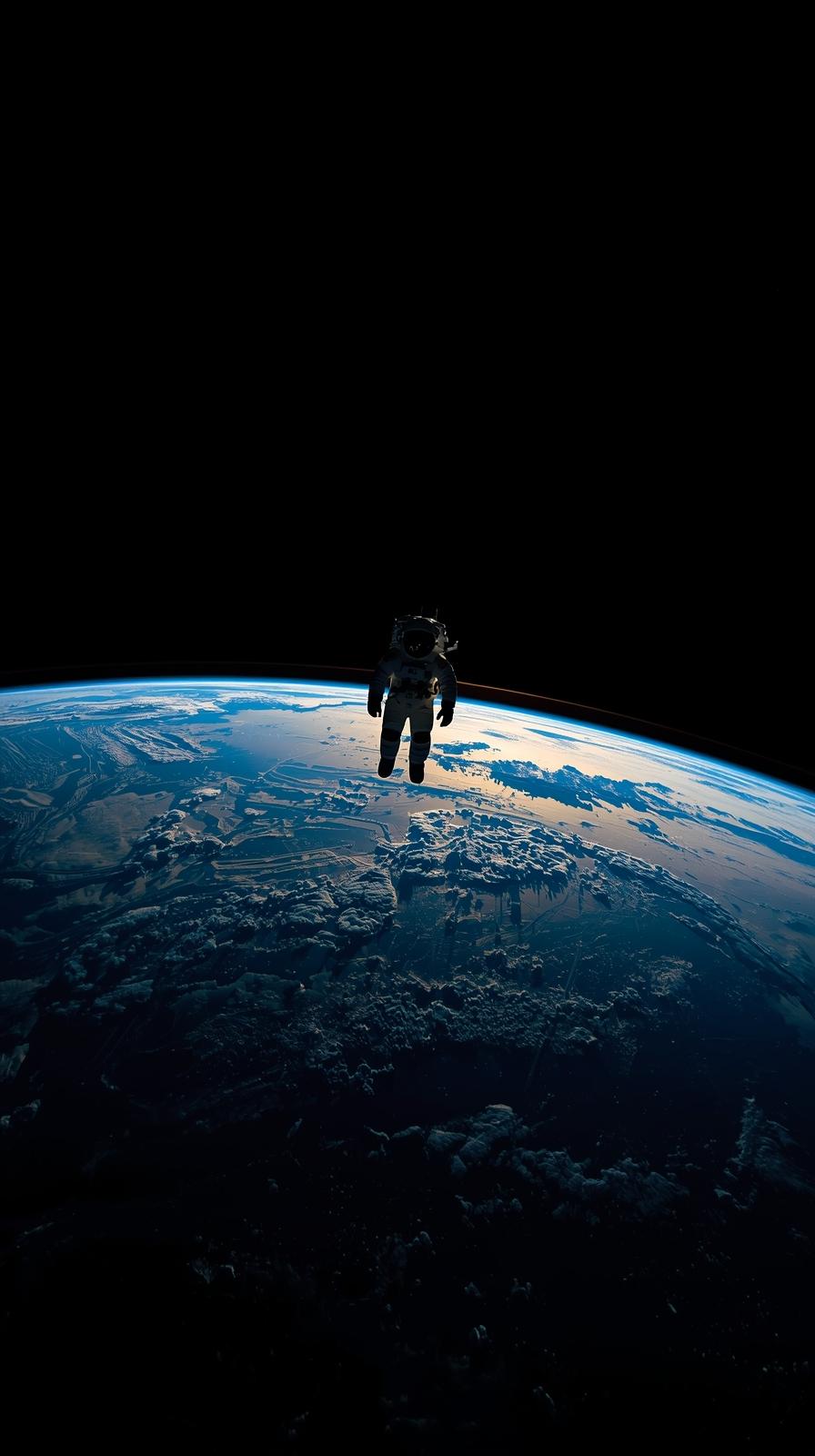 Spacewalk Over Curved Earth