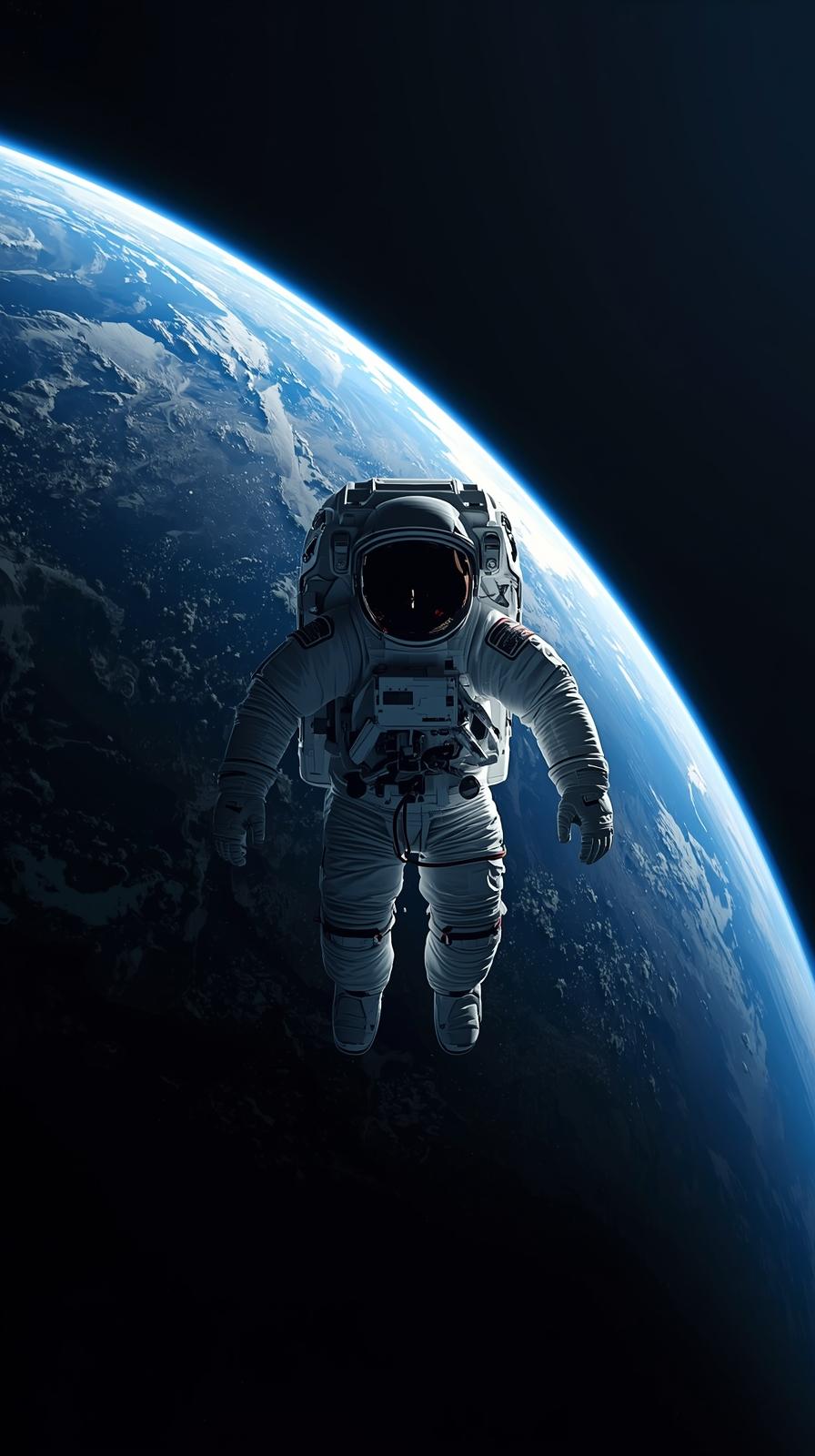 Spacewalk Over Curved Earth