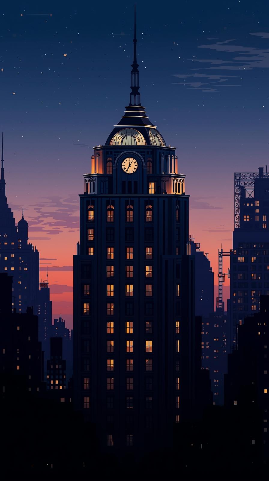 Art Deco Skyline Silhouette