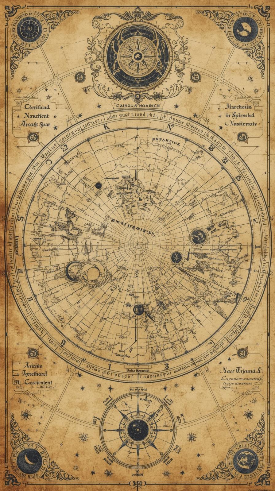 Celestial Star Chart Aged