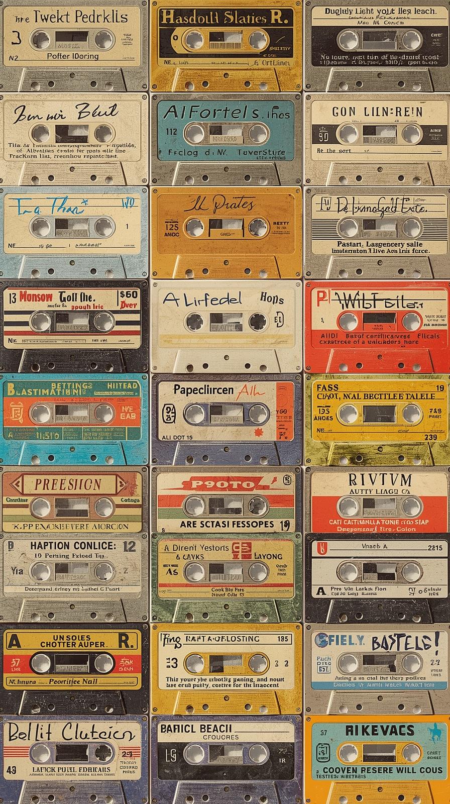 Cassette Tape Label Grid