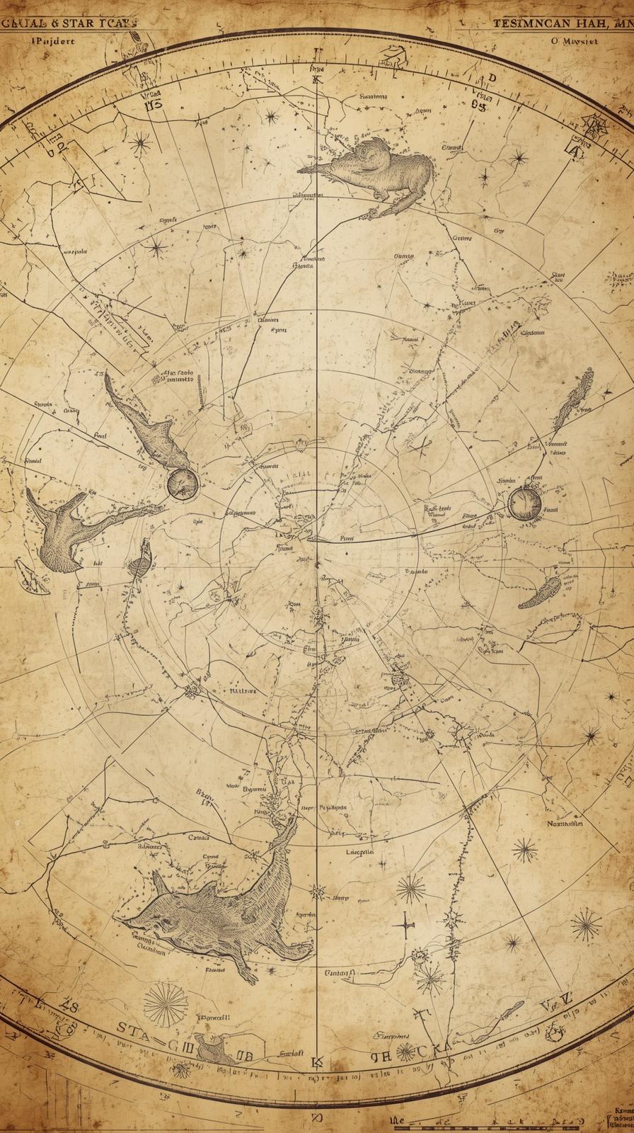 Celestial Star Chart Aged