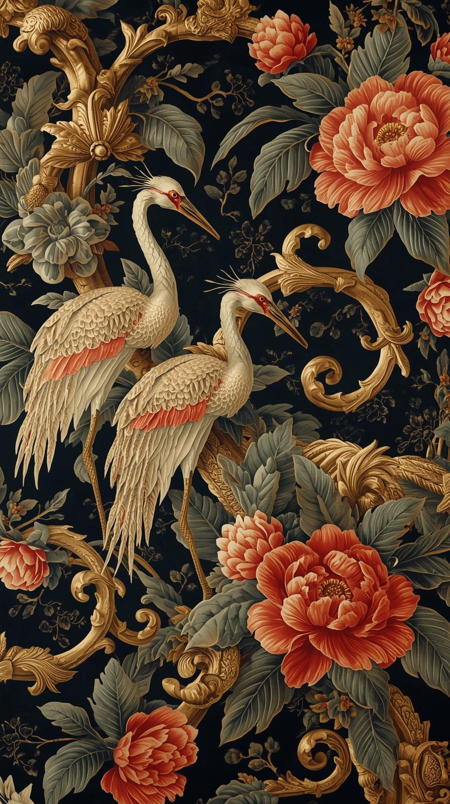 Chinoiserie CBaroque Scrollwork In Antique Goldran