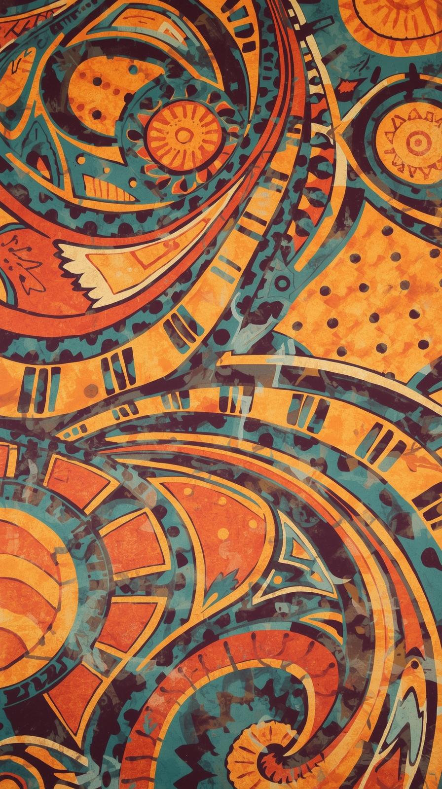 S Psych    S Orange Brown Geometric Blocksedelic P