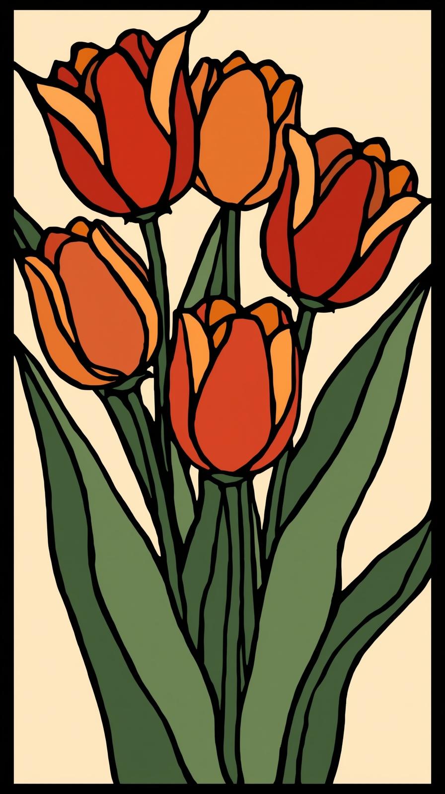 Arts  Crafts Stylized Tulips