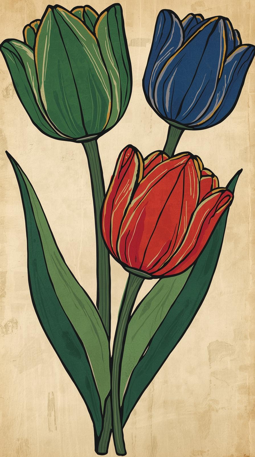 Arts  Crafts Stylized Tulips