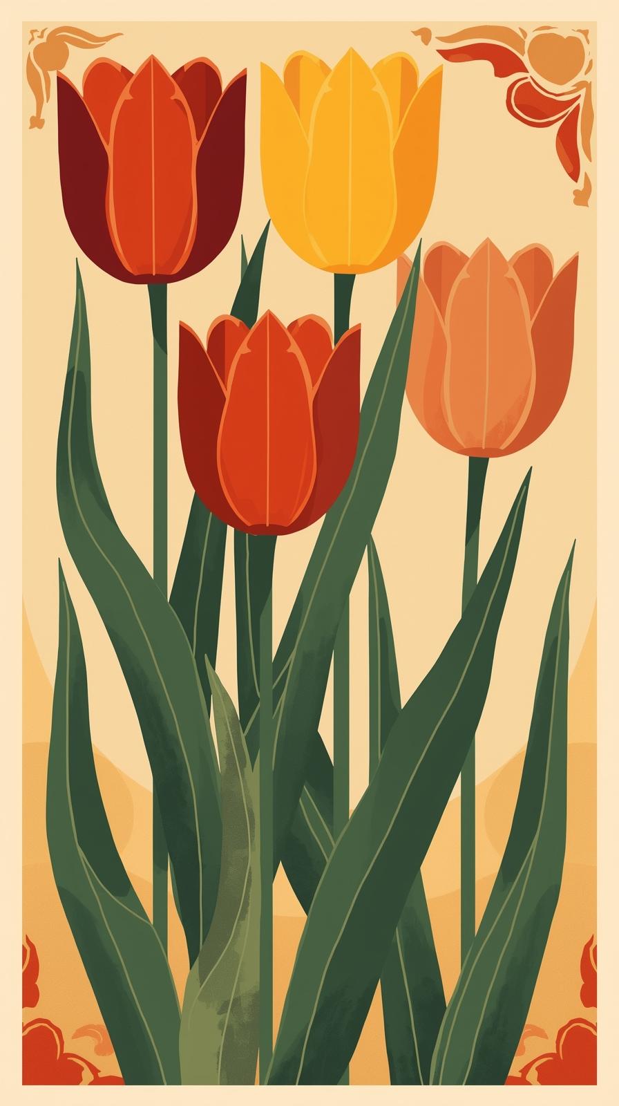 Arts  Crafts Stylized Tulips