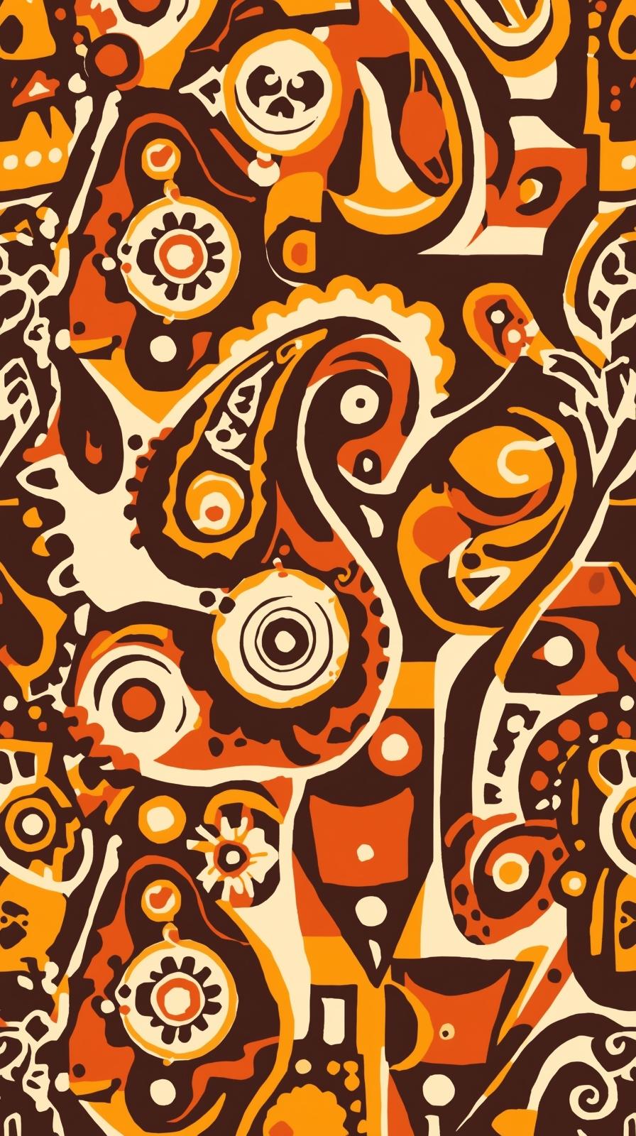 S Psych    S Orange Brown Geometric Blocksedelic P