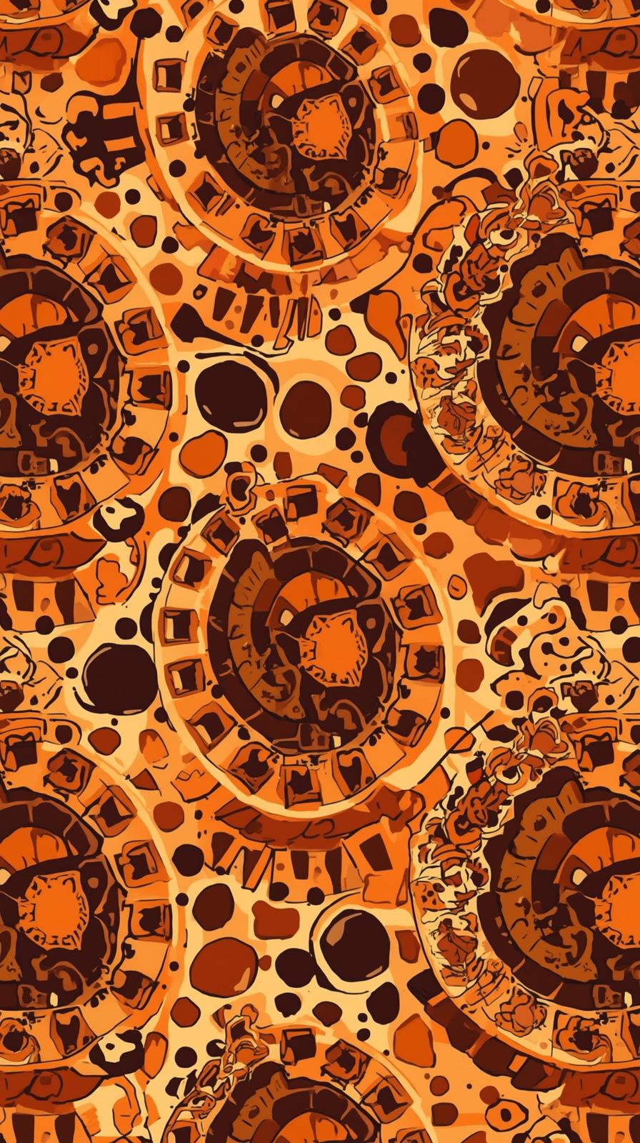 S Psych    S Orange Brown Geometric Blocksedelic P