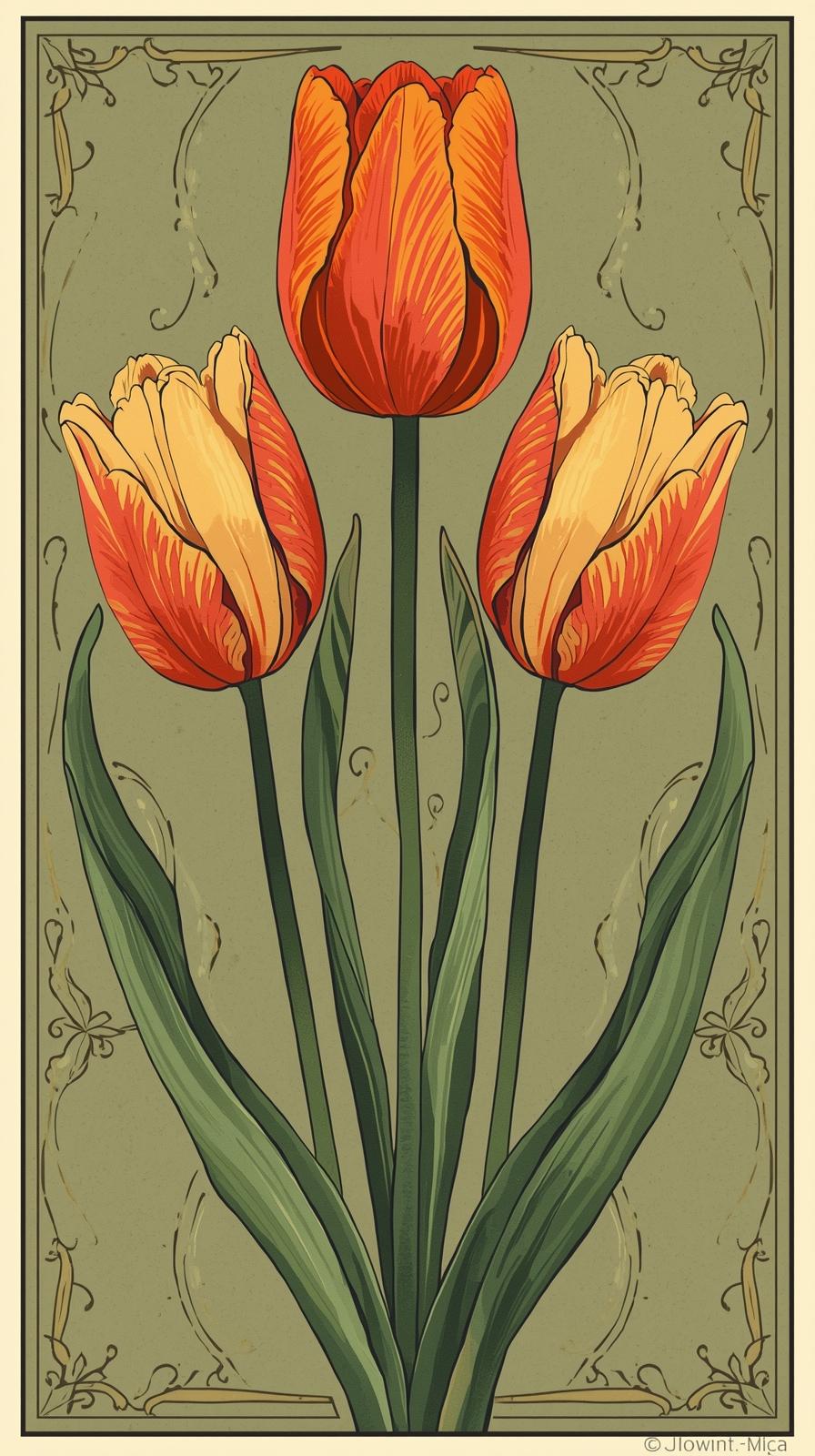 Arts  Crafts Stylized Tulips