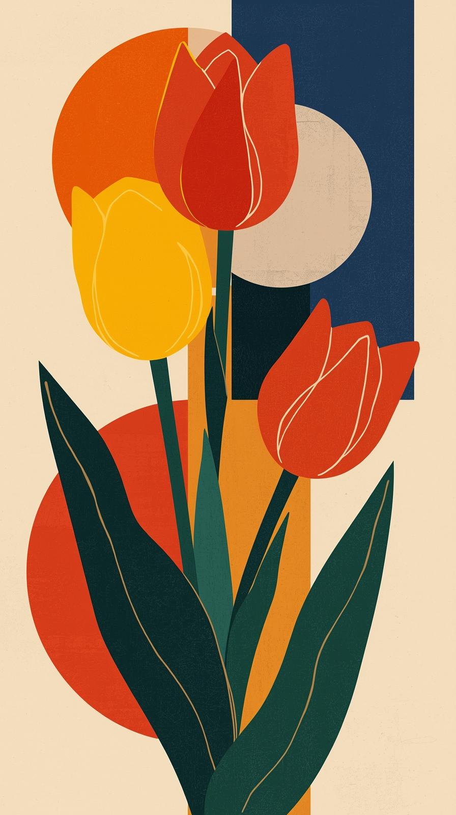Bauhaus PriArts  Crafts Stylized Tulipsmary Shapes