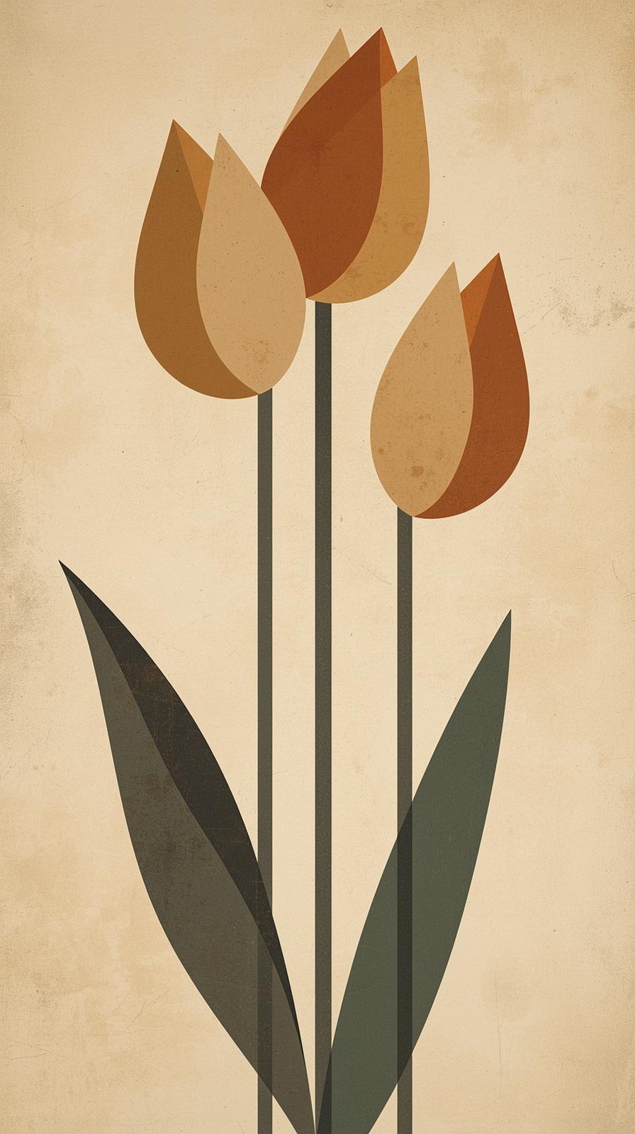 Bauhaus PriArts  Crafts Stylized Tulipsmary Shapes