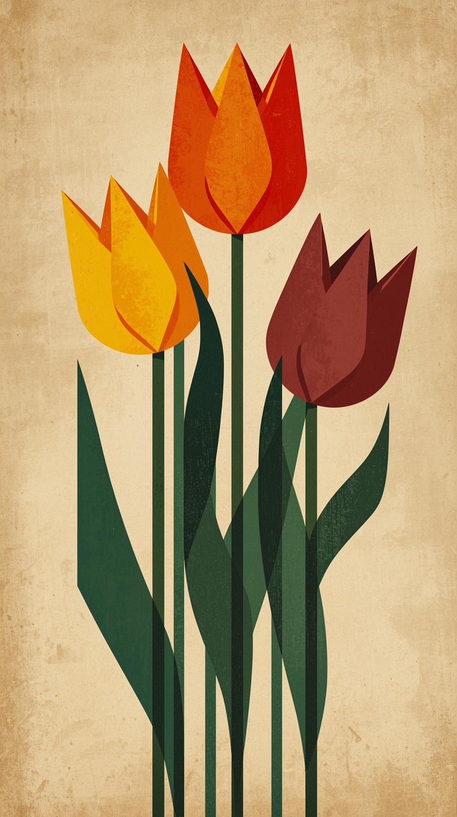 Bauhaus PriArts  Crafts Stylized Tulipsmary Shapes
