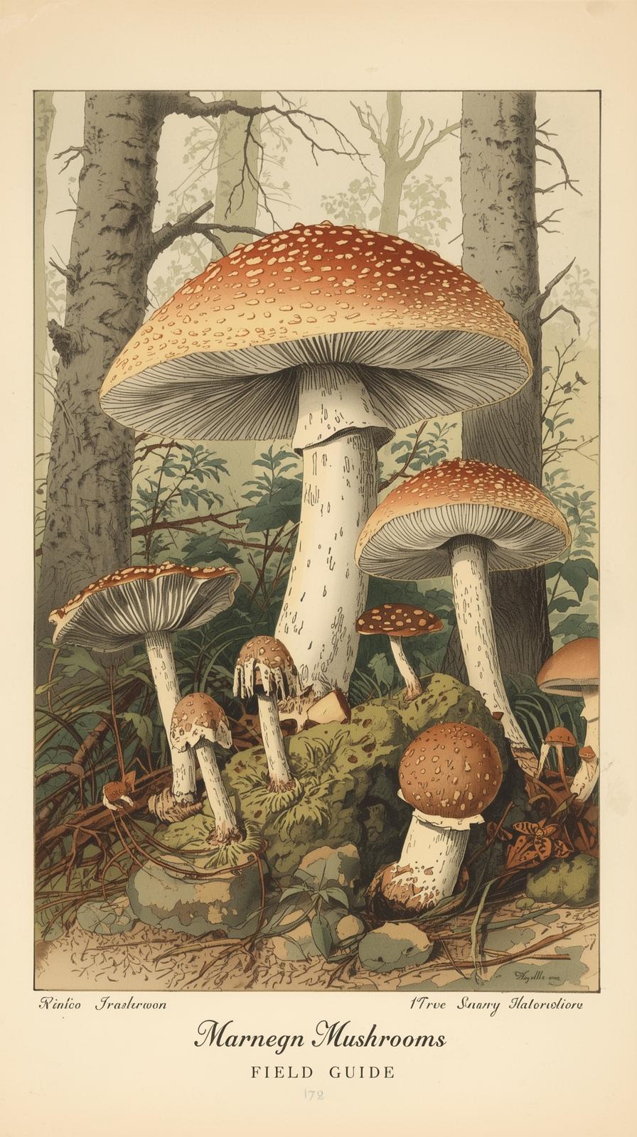 Bird Guide IllMushroom Field Notes Sketchustration