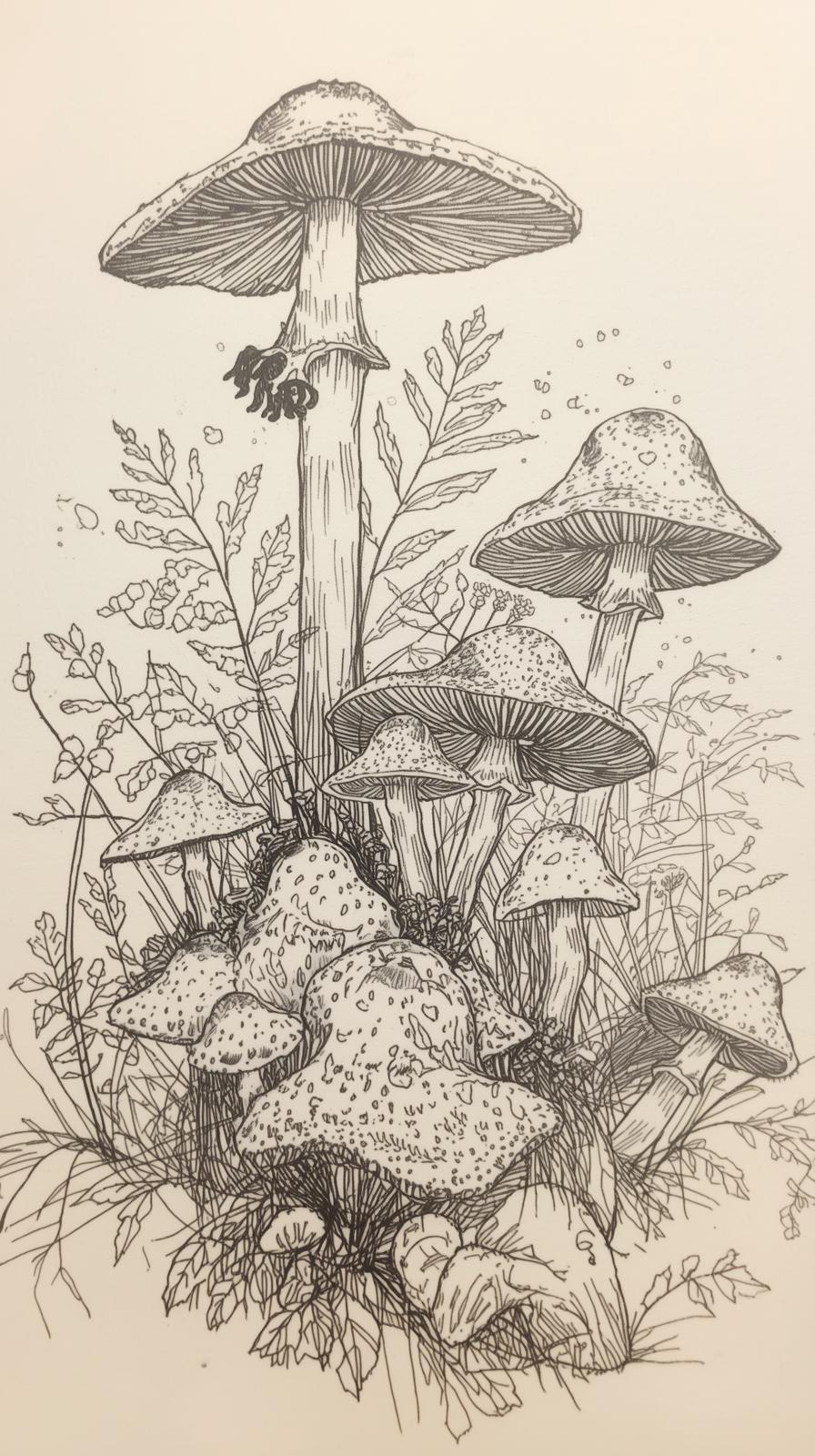 Mushroom Field Notes Sketch