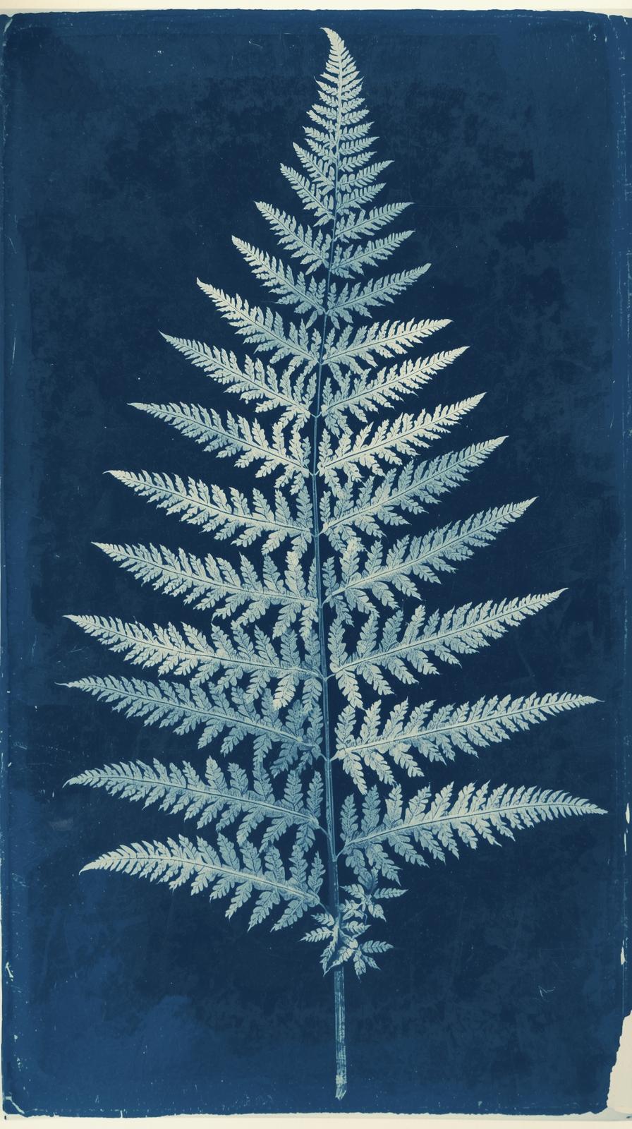Cyanotype Botanical Fern Plate