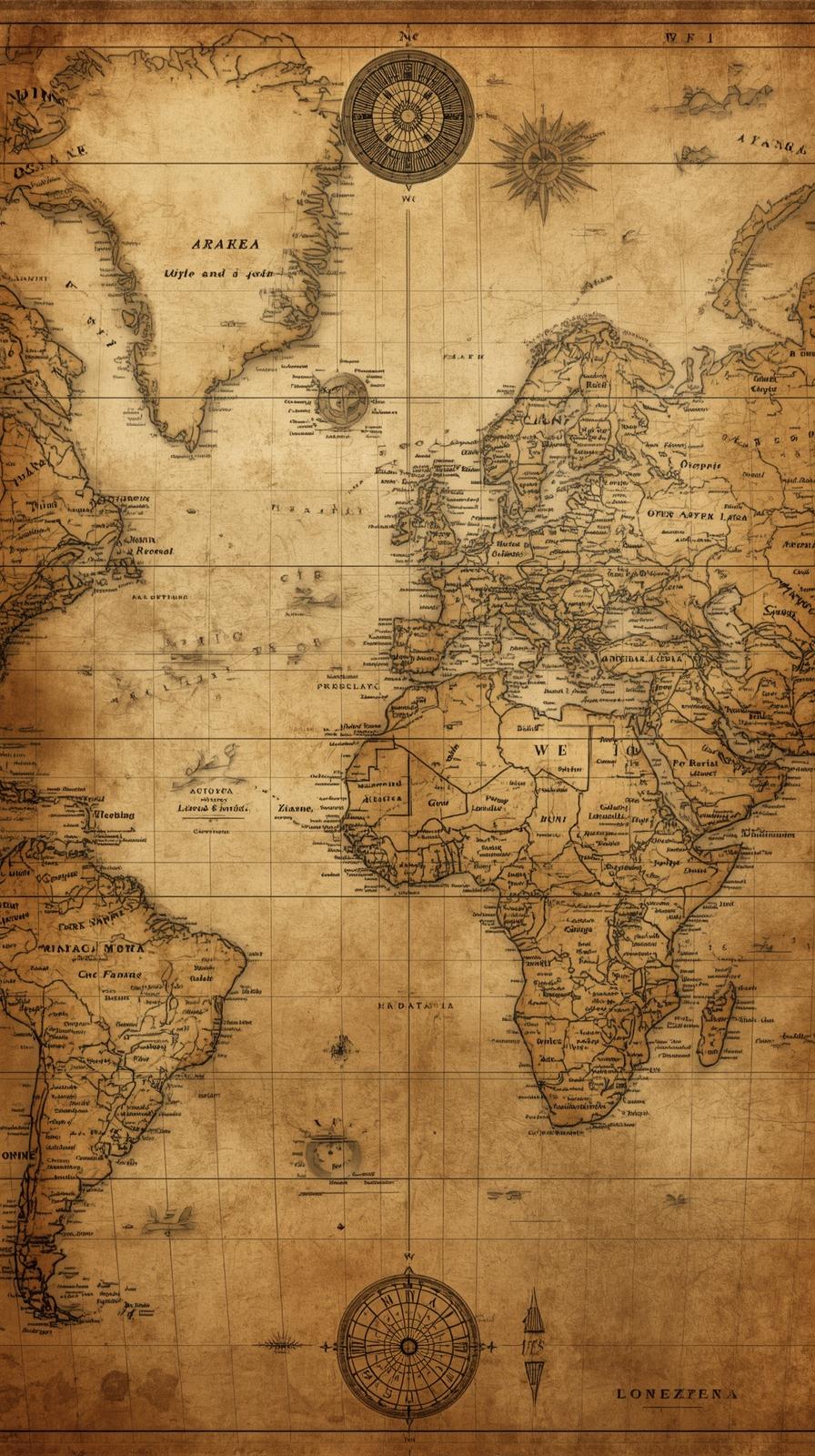 Antique World Map Sepia