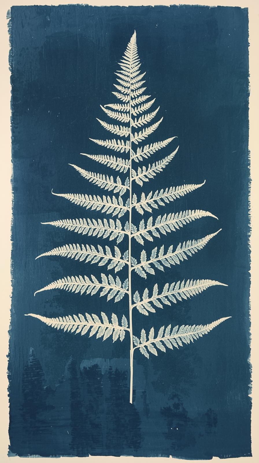 Cyanotype Botanical Fern Plate