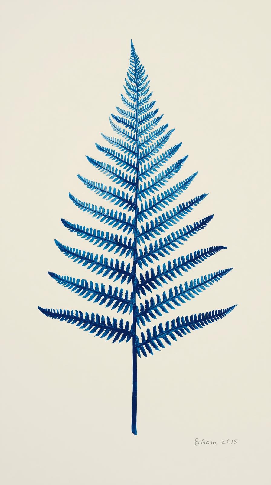 Cyanotype Botanical Fern Plate