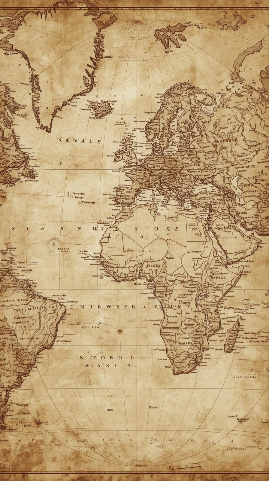 Antique World Map Sepia