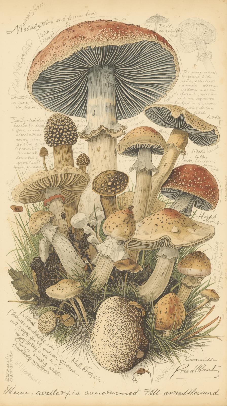Mushroom Field Notes Sketch