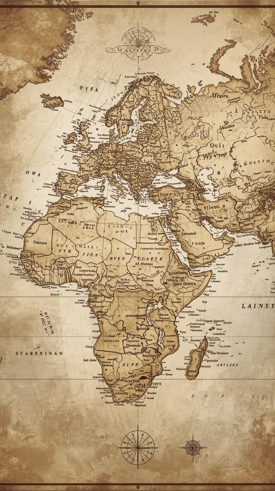 Antique World Map Sepia
