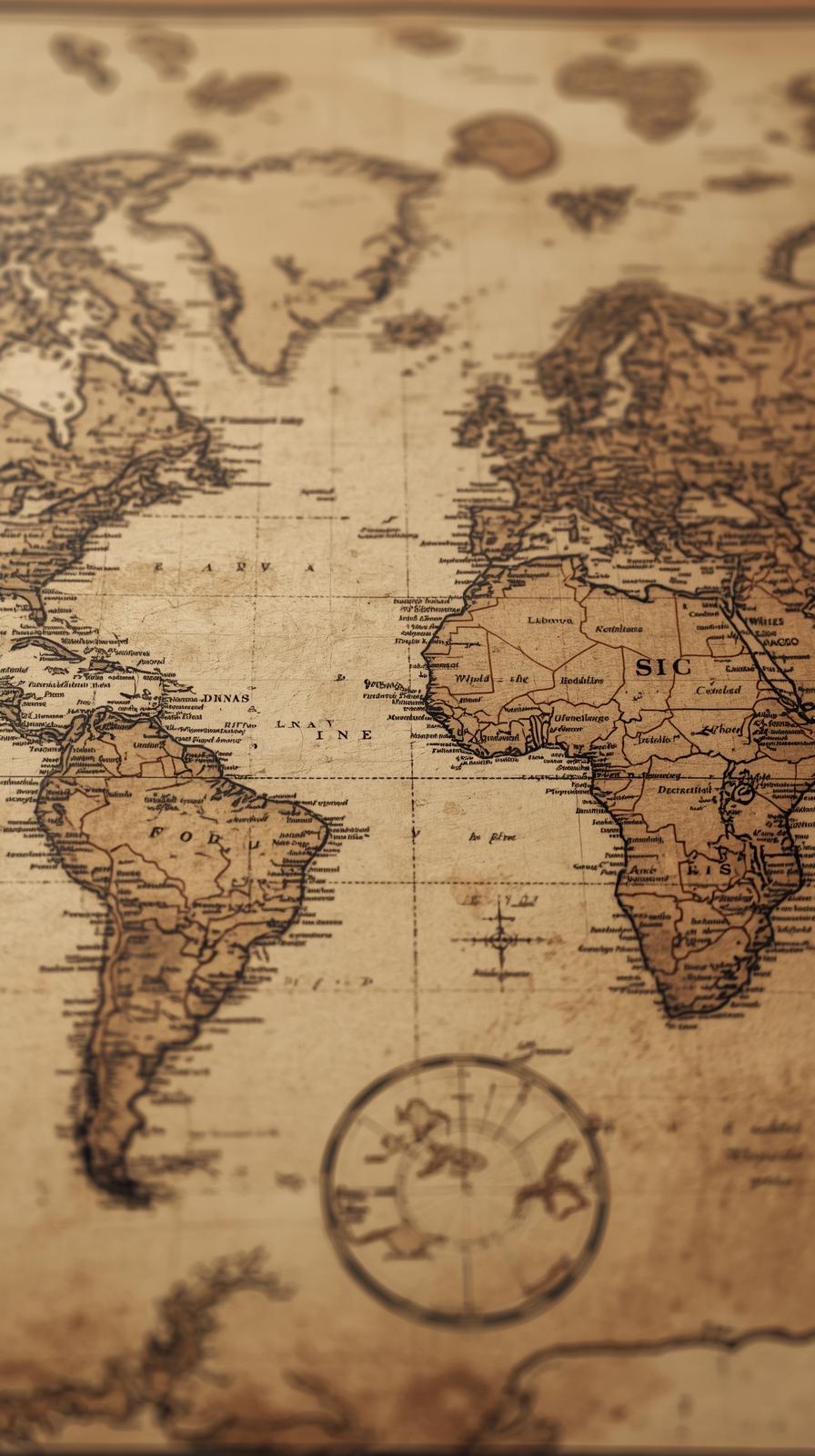 Antique World Map Sepia