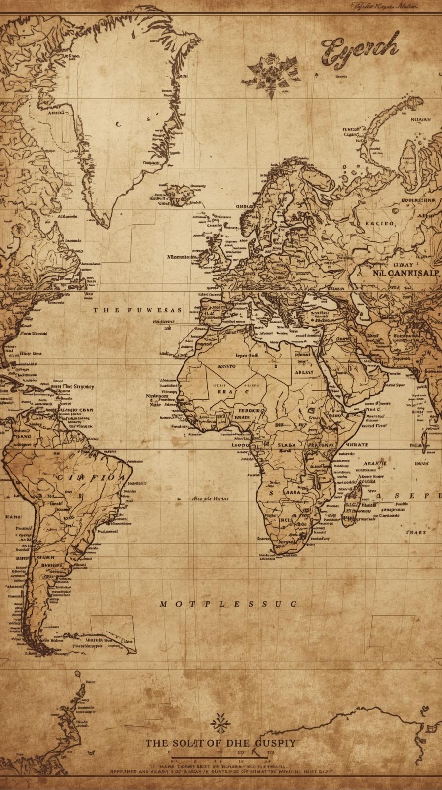 Antique World Map Sepia
