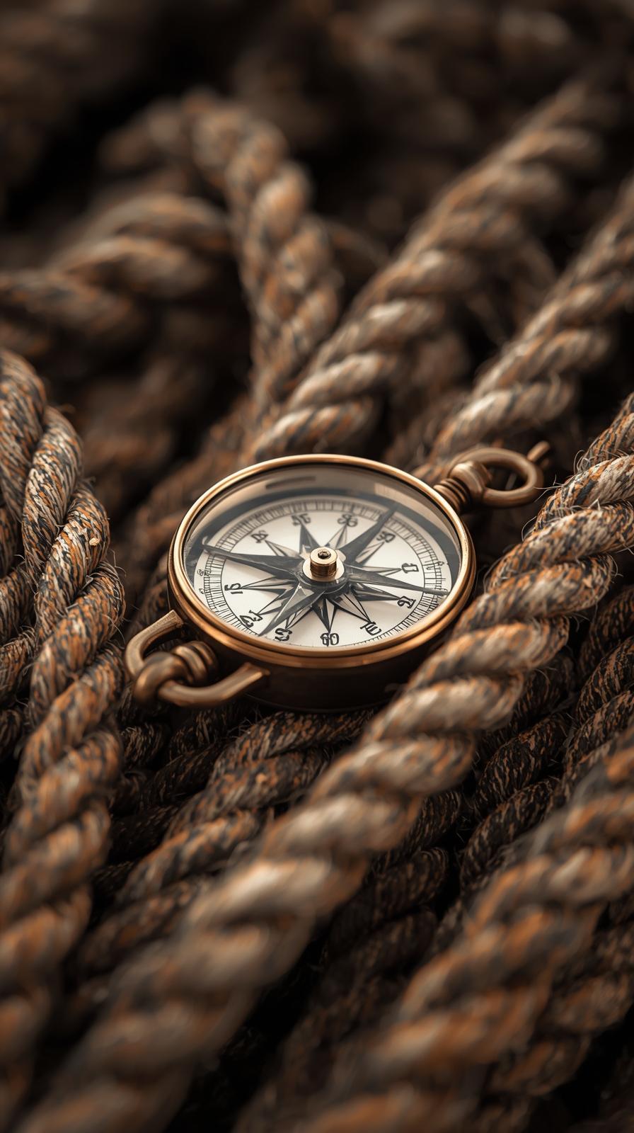Nautical Compass And Ropes