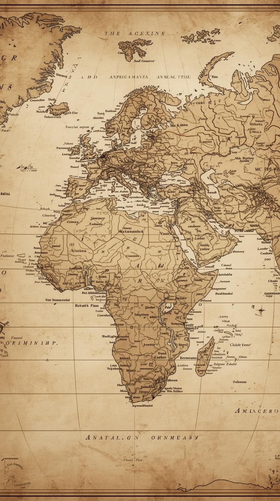Antique World Map Sepia
