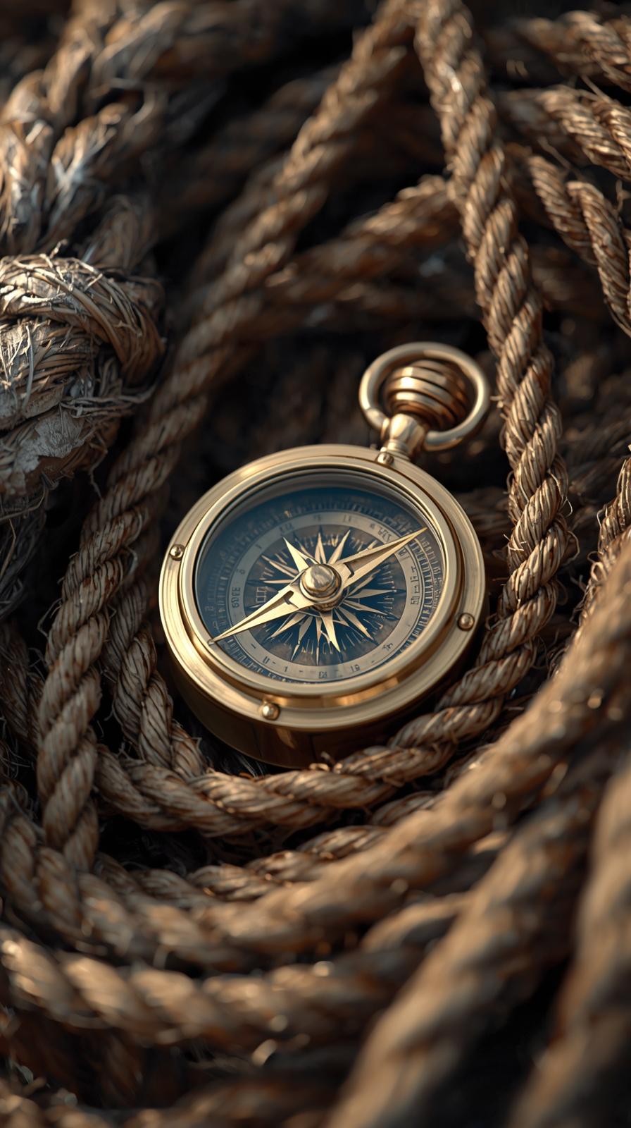 Nautical Compass And Ropes