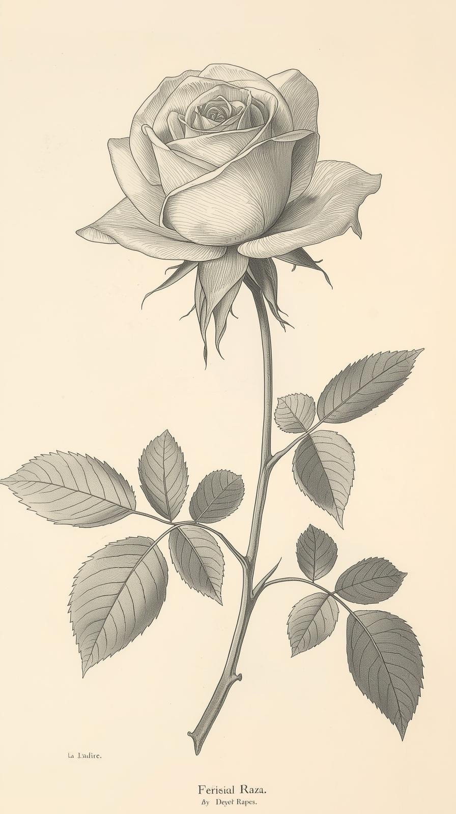 Botanical Rose Plate Engraving