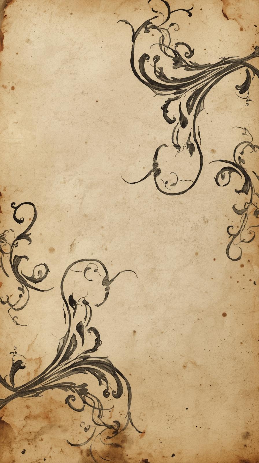 Calligraphy Flourishes On Vellum