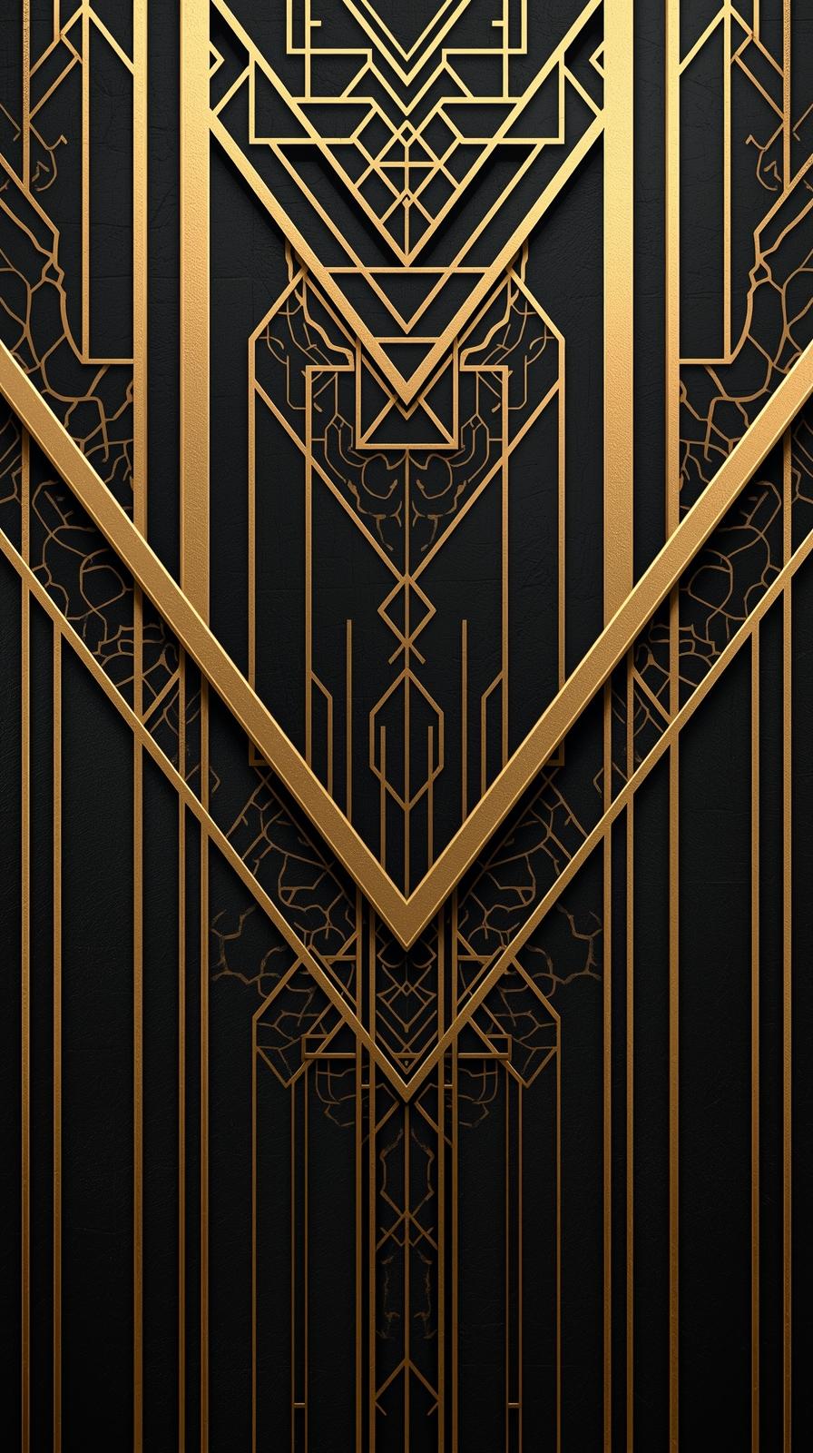 Art Deco Gold Geometrics On Ebony