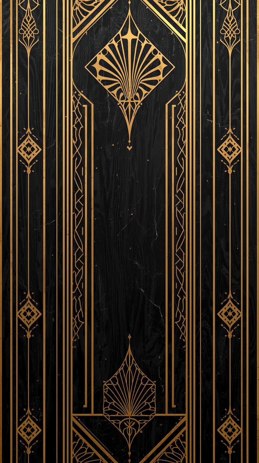 Art Deco Gold Geometrics On Ebony