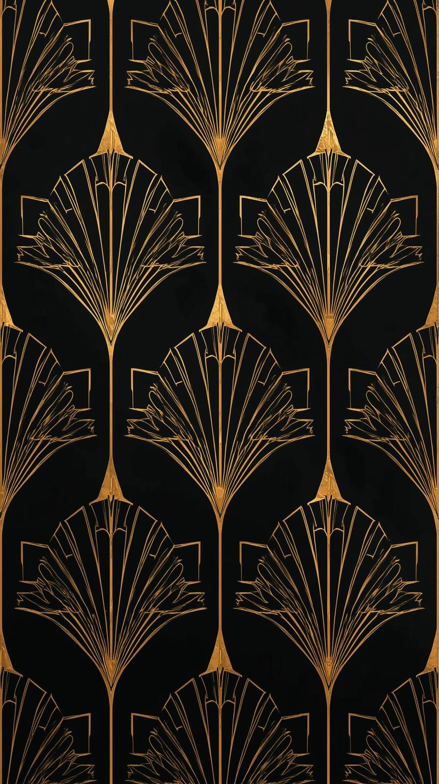 Art Deco Gold Geometrics On Ebony