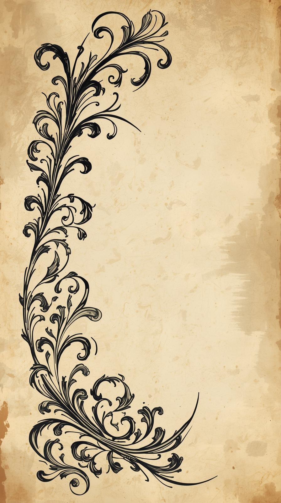 Calligraphy Flourishes On Vellum