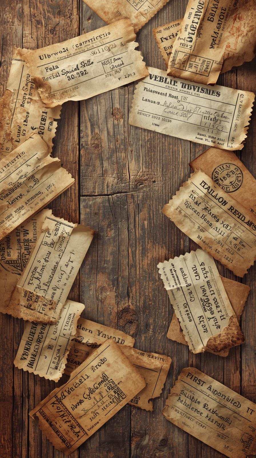 Old Travel Tickets Scattered