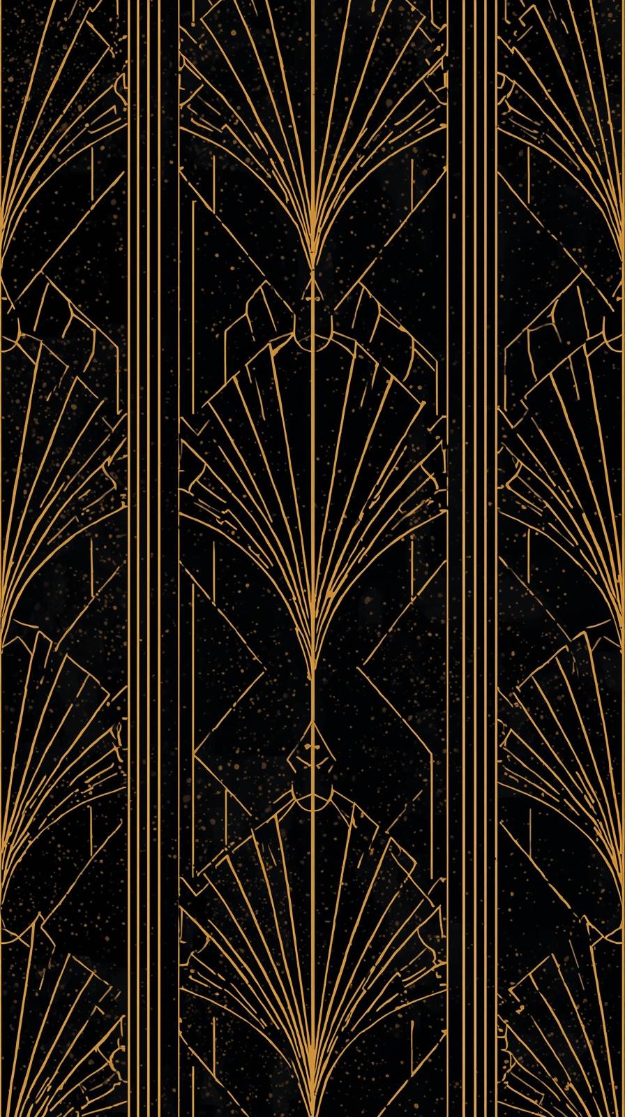 Art Deco Gold Geometrics On Ebony