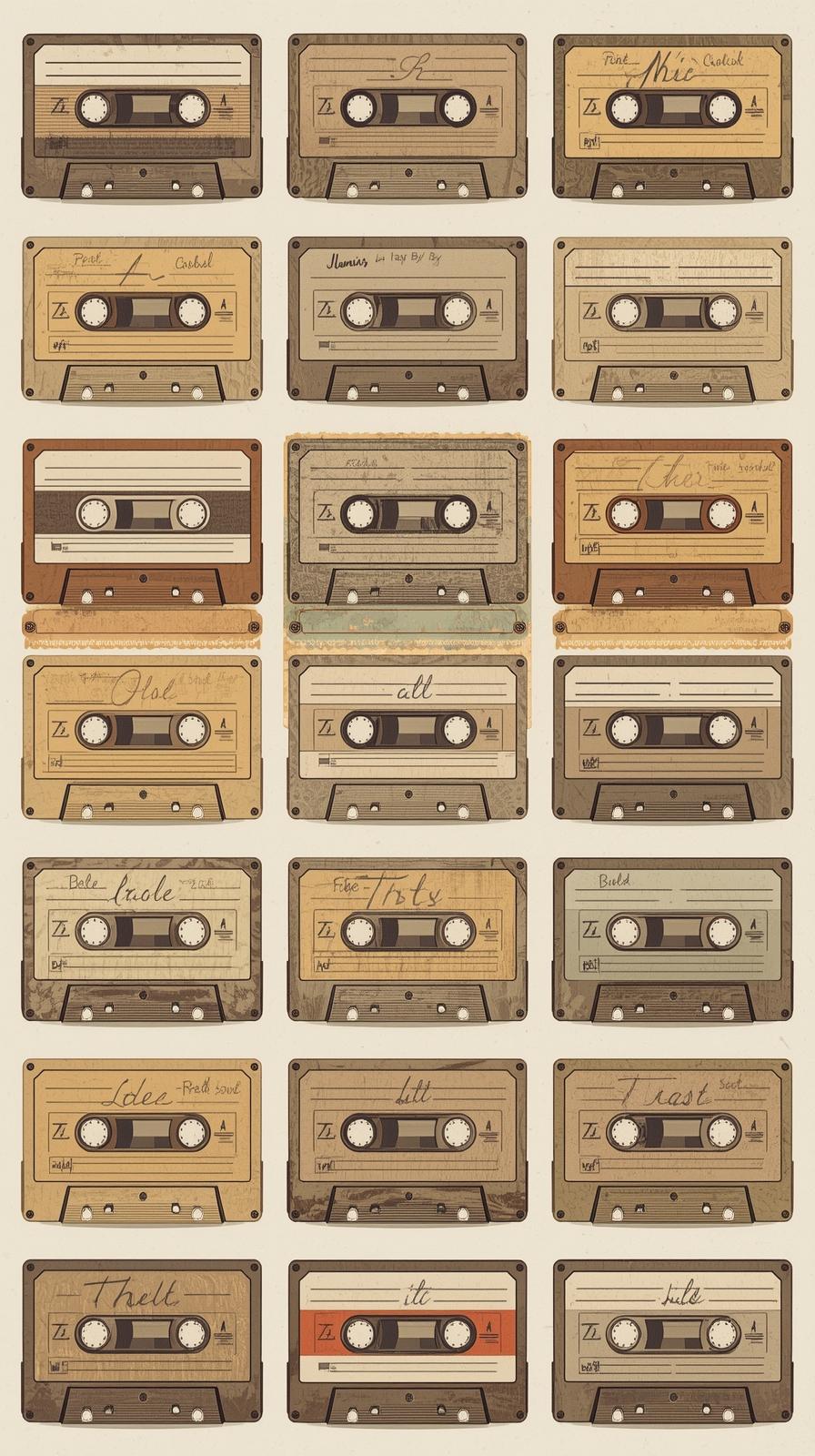 Cassette Tape Label Grid