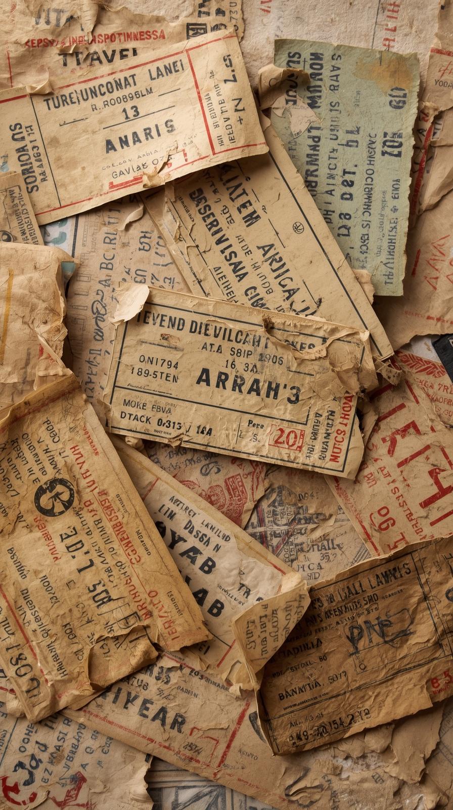 Old Travel Tickets Scattered