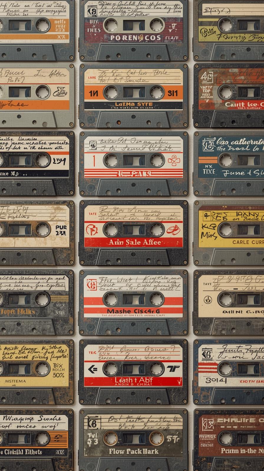 Cassette Tape Label Grid