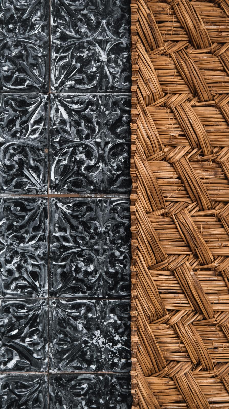 Pressed Tin CRattan Cane Webbing Grideiling Tiles
