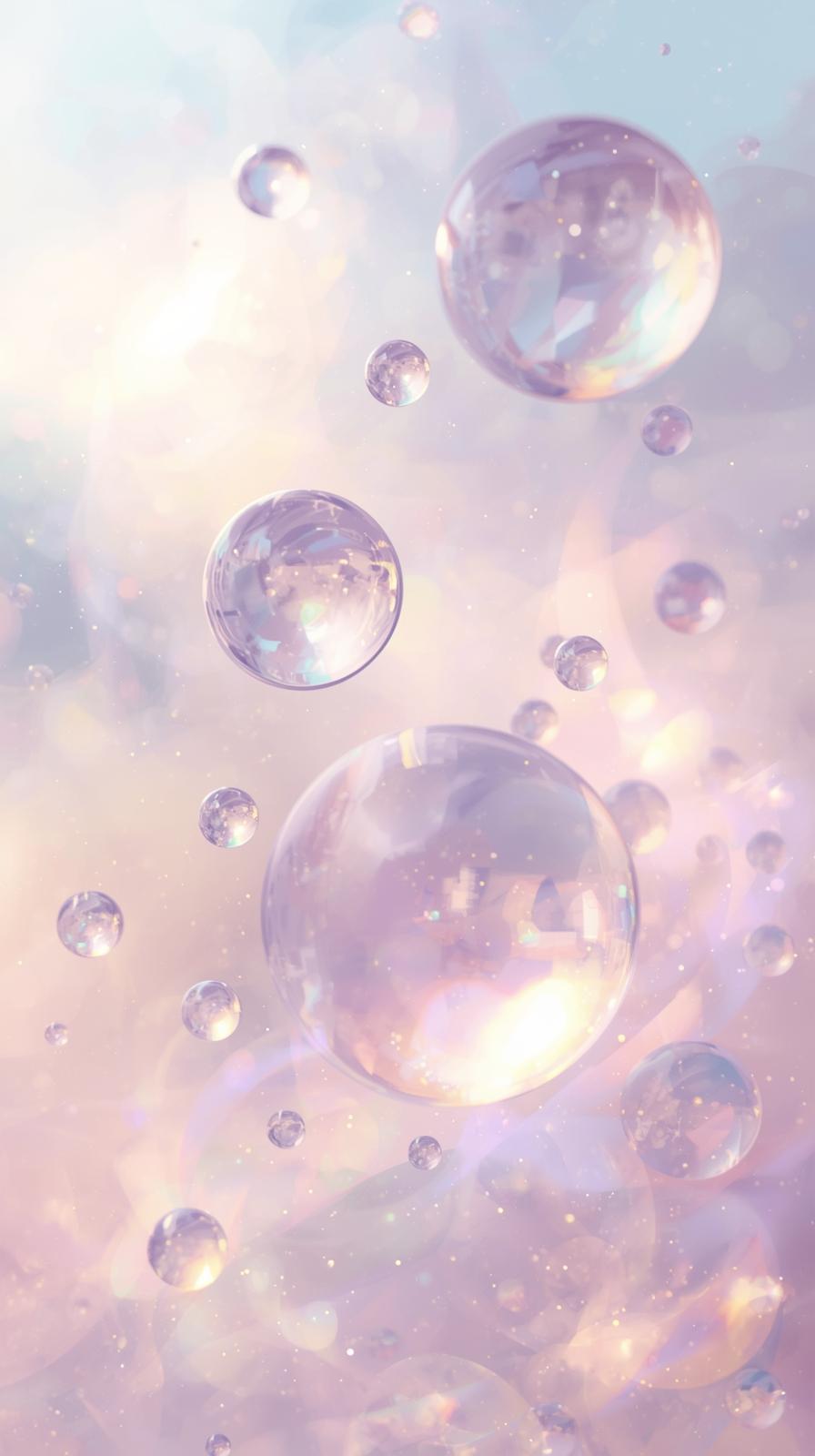 D Spheres Floating In Soft Colored Light