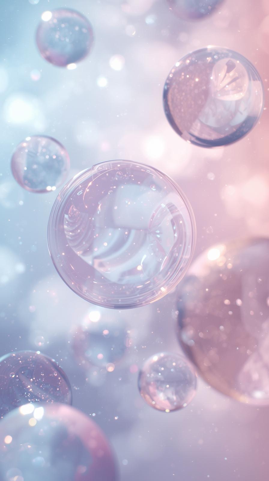 D Spheres Floating In Soft Colored Light